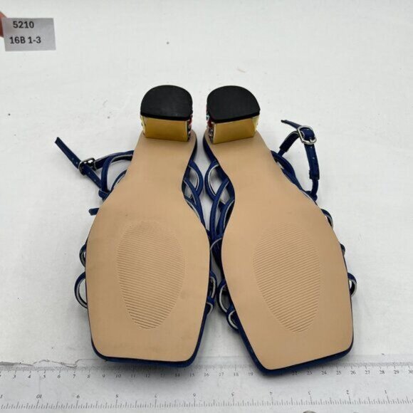 YDN Women Strappy Knot Square Toe Sandals Rhinestone Studded Chunky Low Heel - Picture 7 of 8